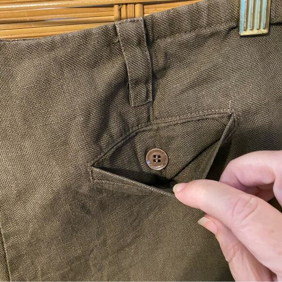 Talbots Green Chinos Relaxed Fit Lightweight 100% Irish linen size 16W - Picture 11 of 16